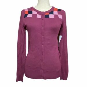 ModCloth‎ Chicly Checkered Intarsia Cardigan Small